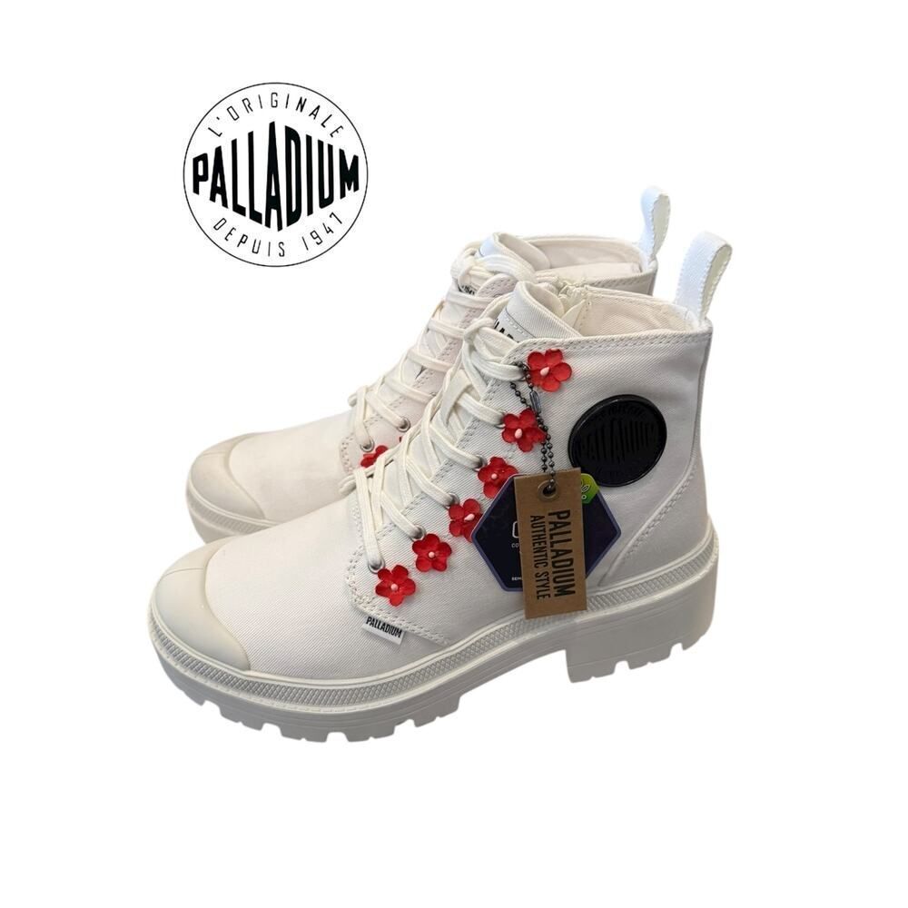 New Palladium Pallabase Star White Twill CUSTOM Boots 8